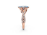 Rose gold Fancy Blue Marquise Cut Diamond  Halo Twist Band Solitaire Prong Setting Ring_14