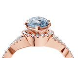 Rose gold Fancy Blue Marquise Cut Diamond  Halo Twist Band Solitaire Prong Setting Ring_16