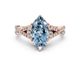 Rose gold Fancy Blue Marquise Cut Diamond  Halo Twist Band Solitaire Prong Setting Ring_42