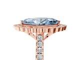 Rose gold Fancy Blue Marquise  Cut Diamond Milgrain Floral Halo Engagement Ring with Pavé Band_20