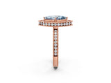Rose gold Fancy Blue Marquise Cut Diamond Milgrain Halo Engagement Ring with Round Pavé Band and Prong Setting_14
