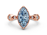 Rose gold Fancy Blue Marquise  Cut Diamond Milgrain Marquise Band with Prong Setting_3