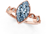 Rose gold Fancy Blue Marquise  Cut Diamond Milgrain Marquise Band with Prong Setting_4