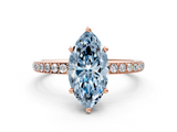 Rose gold Fancy Blue Marquise  Cut Diamond Pavé Band Ring with Four-Prong Setting_24