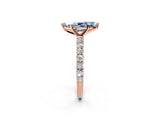Rose gold Fancy Blue Marquise Cut Diamond Pavé Band Solitaire Ring with Prong Setting_81