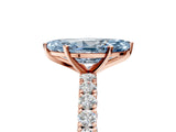 Rose gold Fancy Blue Marquise Cut Diamond Pavé Band Solitaire Ring with Prong Setting_84