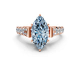 Rose gold Fancy Blue Marquise  Cut Diamond Pavé Band Solitaire with Four-Prong Setting_15