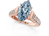 Rose gold Fancy Blue Marquise  Cut Diamond Pavé Band Solitaire with Four-Prong Setting_16