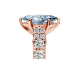 Rose gold Fancy Blue Marquise  Cut Diamond Pavé Band Solitaire with Four-Prong Setting_20