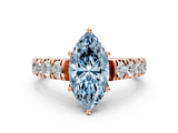 Rose gold Fancy Blue Marquise  Cut Diamond Pavé Band Solitaire with Four-Prong Setting_3