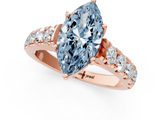 Rose gold Fancy Blue Marquise  Cut Diamond Pavé Band Solitaire with Four-Prong Setting_4
