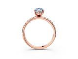Rose gold Fancy Blue Marquise  Cut Diamond Pavé Band Solitaire with Four-Prong Setting_6