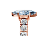 Rose gold Fancy Blue Marquise  Cut Diamond Pavé Band Solitaire with Four-Prong Setting_8