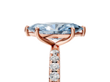 Rose gold Fancy Blue Marquise  Cut Diamond Pavé Band Solitaire with Four-Prong Setting_8