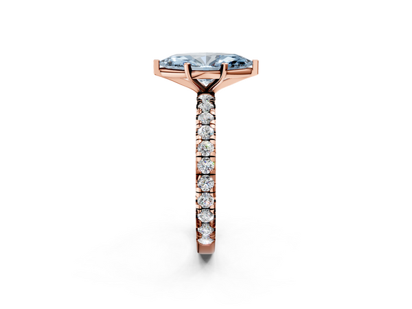 Rose gold Fancy Blue Marquise  Cut Diamond Pavé Band with Four-Prong Setting