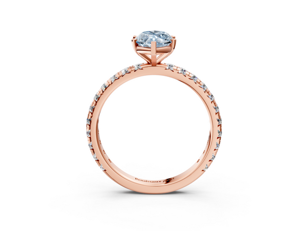 Rose gold Fancy Blue Marquise  Cut Diamond Pavé Band with Four-Prong Setting