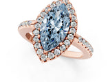 Rose gold Fancy Blue Marquise Cut Diamond Pavé Halo Ring with Four-Prong Setting_37