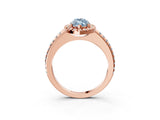 Rose gold Fancy Blue Marquise Cut Diamond Pavé Halo Ring with Four-Prong Setting_39