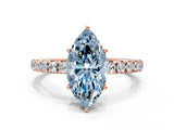 Rose gold Fancy Blue Marquise Cut Diamond Pavé Solitaire Engagement Ring with Four-Prong Setting_70