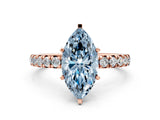 Rose gold Fancy Blue Marquise Cut Diamond Pavé Solitaire Ring with Round Band and Prong Setting_12