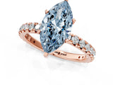 Rose gold Fancy Blue Marquise Cut Diamond Pavé Solitaire Ring with Round Band and Prong Setting_13