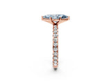 Rose gold Fancy Blue Marquise Cut Diamond Pavé Solitaire Ring with Round Band and Prong Setting_14