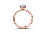 Rose gold Fancy Blue Marquise Cut Diamond Pavé Solitaire Ring with Round Band and Prong Setting_15
