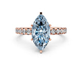 Rose gold Fancy Blue Marquise Cut Diamond Pavé Solitaire Ring with Round Band and Prong Setting_24