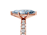 Rose gold Fancy Blue Marquise Cut Diamond Pavé Solitaire Ring with Round Band and Prong Setting_29