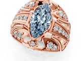 Rose gold Fancy Blue Marquise Cut Diamond Pave Art Deco Split Shank Ring with Four-Prong Setting_1
