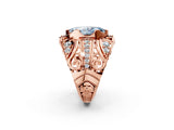 Rose gold Fancy Blue Marquise Cut Diamond Pave Art Deco Split Shank Ring with Four-Prong Setting_2