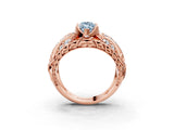 Rose gold Fancy Blue Marquise Cut Diamond Pave Art Deco Split Shank Ring with Four-Prong Setting_3