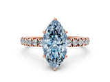 Rose gold Fancy Blue Marquise Cut Diamond Pave Band Solitaire Ring with Four-Prong Setting_58