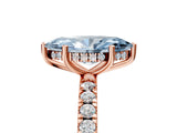 Rose gold Fancy Blue Marquise Cut Diamond Pave Band Solitaire Ring with Four-Prong Setting_63