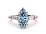 Rose gold Fancy Blue Marquise  Cut Diamond Ring with Baguette Side Stones, Channel Set Band, and Four-Prong Setting_20