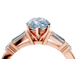 Rose gold Fancy Blue Marquise  Cut Diamond Ring with Baguette Side Stones, Channel Set Band, and Four-Prong Setting_24