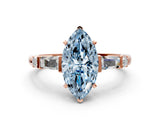 Rose gold Fancy Blue Marquise  Cut Diamond Ring with Baguette Side Stones, Channel Set Band, and Four-Prong Setting_24