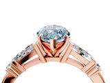 Rose gold Fancy Blue Marquise  Cut Diamond Ring with Baguette Side Stones, Channel Set Band, and Four-Prong Setting_28
