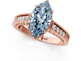 Rose gold Fancy Blue Marquise Cut Diamond Ring with Milgrain Pavé Band and Four-Prong Setting_26