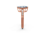 Rose gold Fancy Blue Marquise Cut Diamond Ring with Milgrain Pavé Band and Four-Prong Setting_27