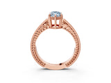 Rose gold Fancy Blue Marquise Cut Diamond Ring with Milgrain Pavé Band and Four-Prong Setting_28