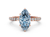 Rose gold Fancy Blue Marquise  Cut Diamond Ring with Pavé Band and Four-Prong Setting_70