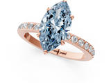 Rose gold Fancy Blue Marquise  Cut Diamond Ring with Pavé Band and Four-Prong Setting_71