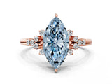 Rose gold Fancy Blue Marquise Cut Diamond Ring with Side Stones and Four-Prong Setting_109