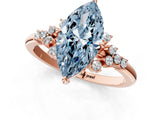 Rose gold Fancy Blue Marquise Cut Diamond Ring with Side Stones and Four-Prong Setting_110