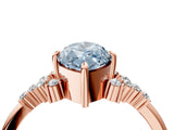 Rose gold Fancy Blue Marquise Cut Diamond Ring with Side Stones and Four-Prong Setting_113