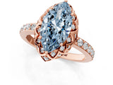 Rose gold Fancy Blue Marquise Cut Diamond Scalloped Halo Engagement Ring with Round Shared Prong Band_13