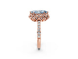 Rose gold Fancy Blue Marquise Cut Diamond Scalloped Halo Engagement Ring with Round Shared Prong Band_14