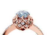 Rose gold Fancy Blue Marquise Cut Diamond Scalloped Halo Engagement Ring with Round Shared Prong Band_16