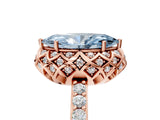 Rose gold Fancy Blue Marquise Cut Diamond Scalloped Halo Engagement Ring with Round Shared Prong Band_17